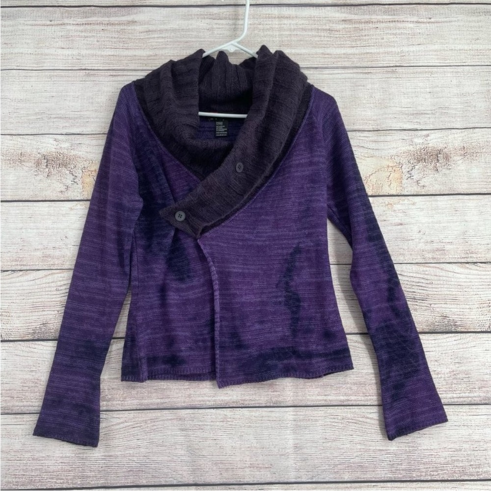 Diesel Women's Dark Purple Cowl Neck wrap cardigan Sweater